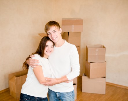 Packed office furniture and equipment ready for transport in Windsor