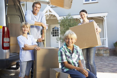 Packing boxes and furniture ready for a Windsor van move
