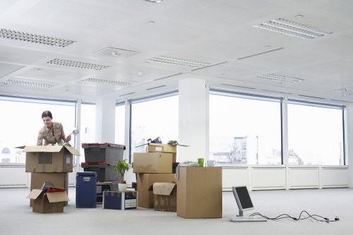 Packed boxes and furniture prepared for a removals collection