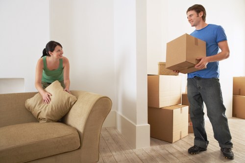 Boxed household items ready for a Windsor move